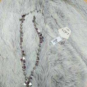 NWT Long Loft Necklace with Purple Beads